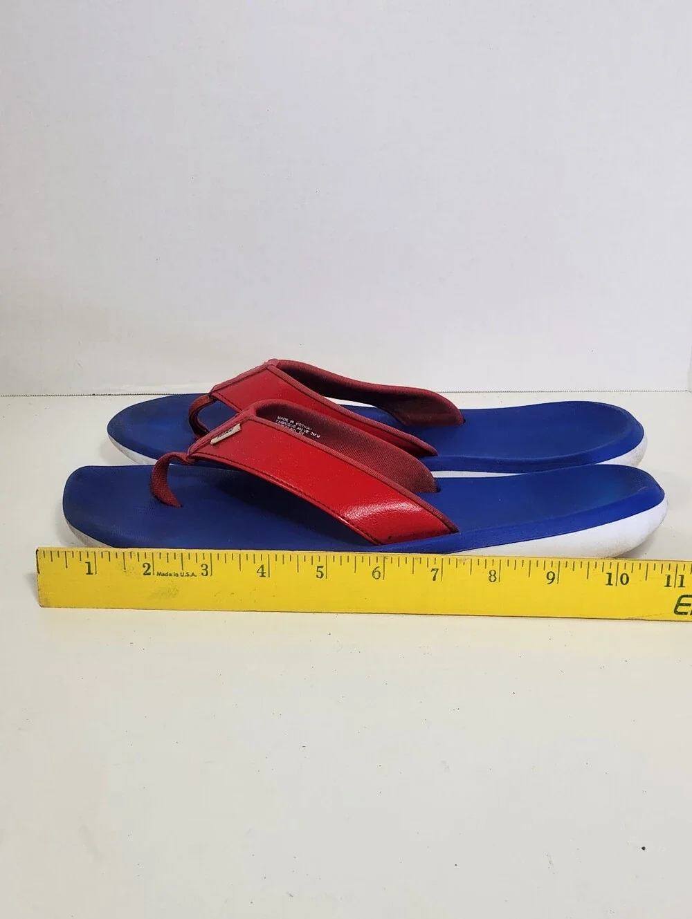 Nike Men's Flip Flop Sandals Men's US 11 Blue Red White Rubber Slip-On Logo